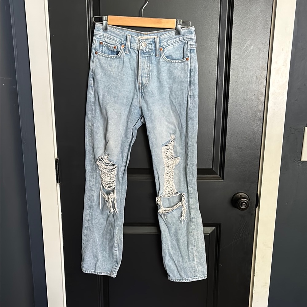 Levi's Light Blue Distressed Ankle Jeans